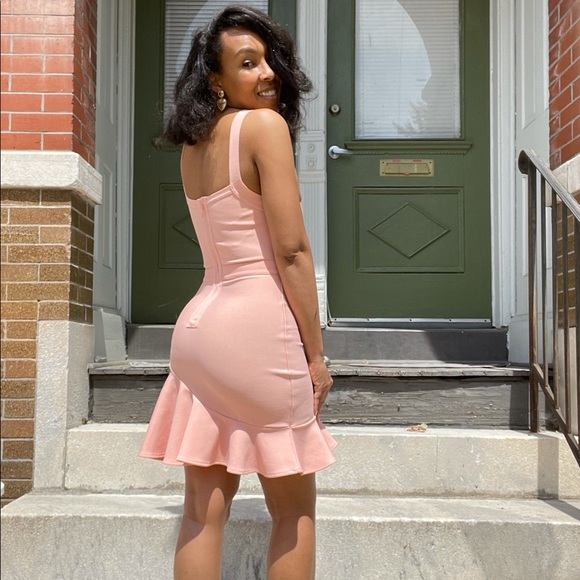 Pink Ruffle Hem Mini Bandage Dress - Picture 8 of 17